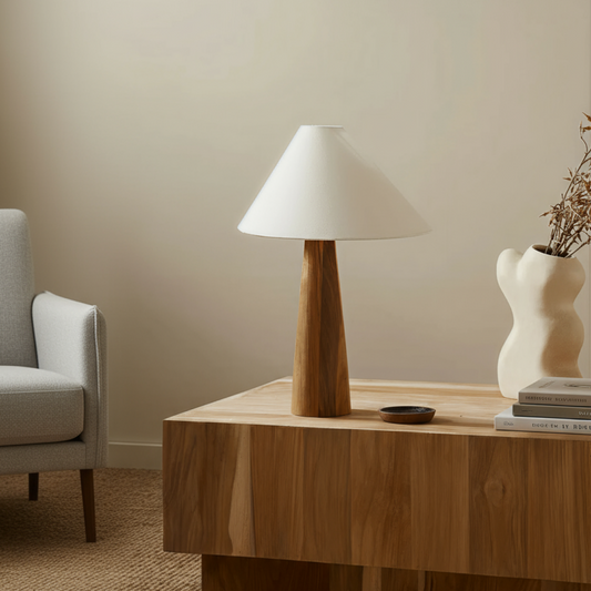 Modern mango wood table lamp for bedroom